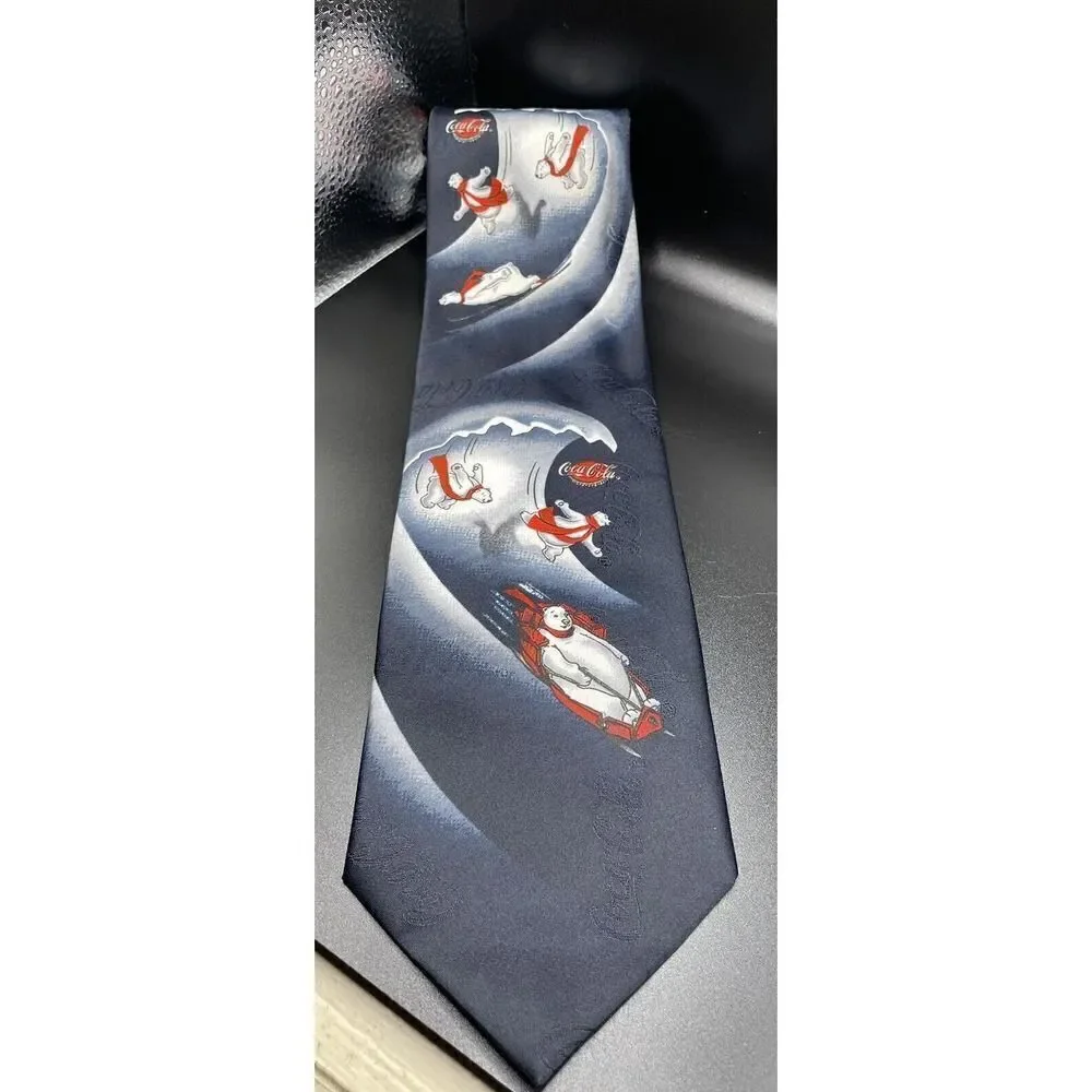 Coca Cola Polar Bear Christmas Tie Vintage 1990s.‎ Excellent Condition